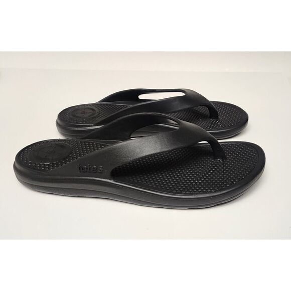 Totes Everywhere Women Black Flip Flops Sandal Slip On Rubber Size 8 - Picture 7 of 11